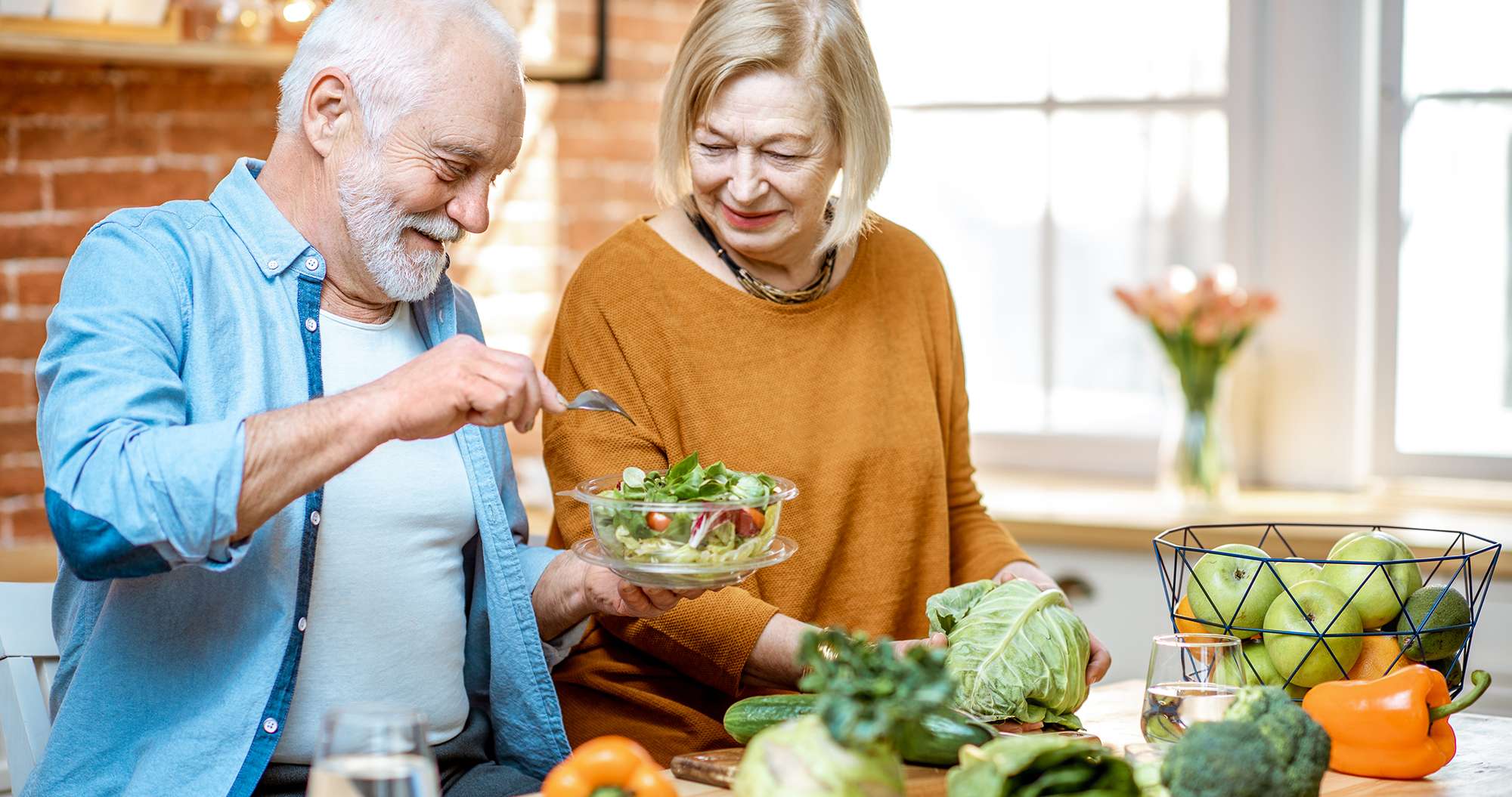 Senior Couple Eating Healthy