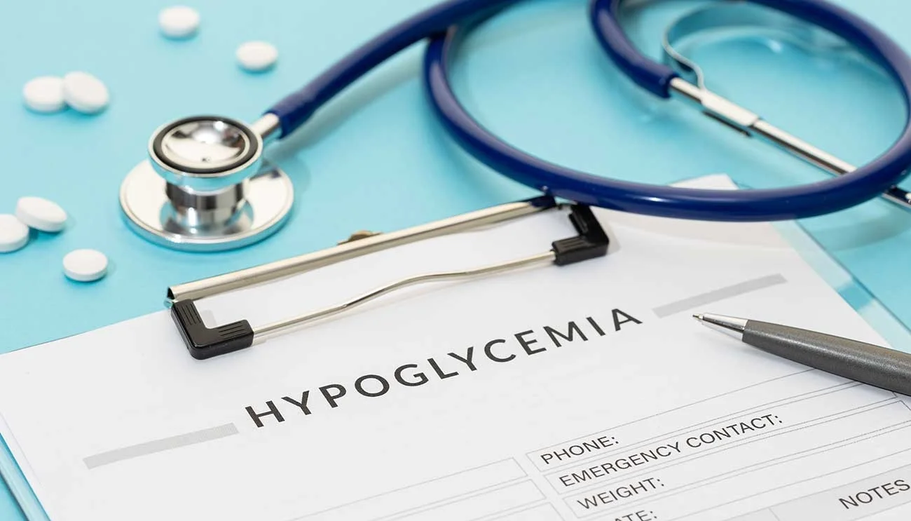 Hypoglycemia written on clipboard