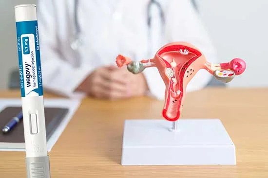Doctor with a model of a uterus on their desk